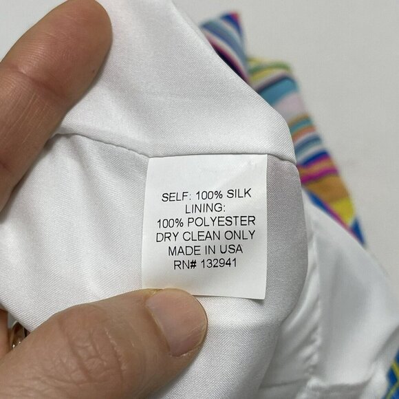 Amanda Uprichard Silk Blouse Sleeveless Women Size P Petite Colorful Rainbow Art - Picture 11 of 11